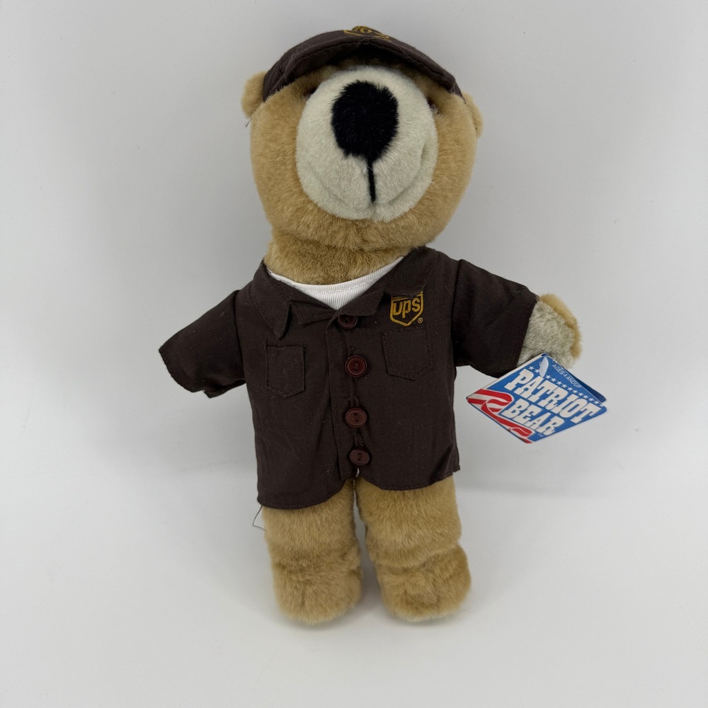 Vintage 1994 Patriot Bear UPS Delivery Uniform Plush Teddy Bear 10" NWT